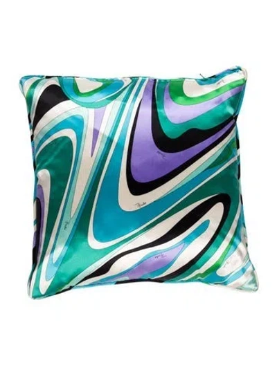 Pre-owned Pucci Silk Throw Pillow In Blue/purple