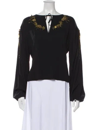Pre-owned Pucci Silk Tie Neck Blouse In Black