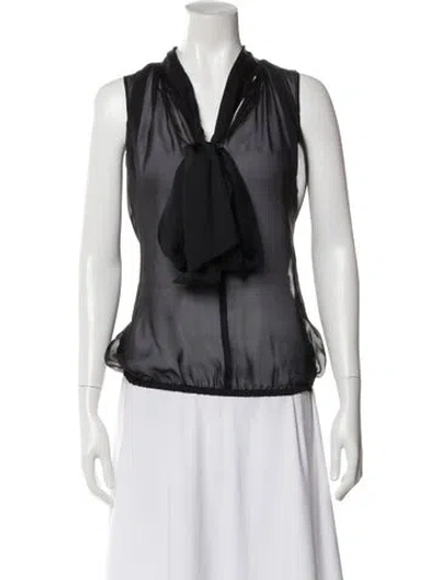 Pre-owned Pucci Silk Tie Neck Blouse In Black