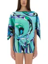 Pucci Draped Asymmetric Hem Blouse With Colorful Print