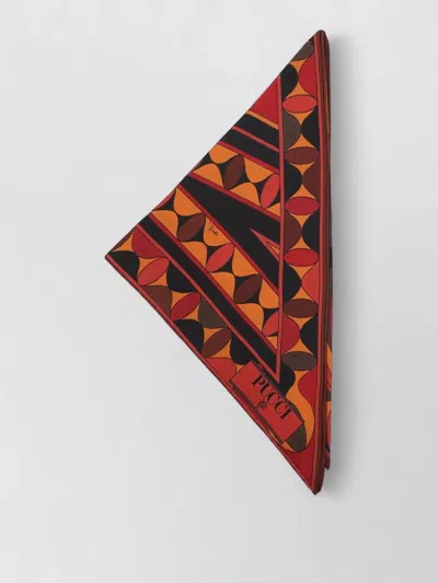 Pucci Silk Triangle Scarf Manuba Signature Print In Red