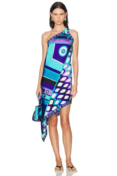 Pucci Silk Twill Asymmetric Dress In Multi