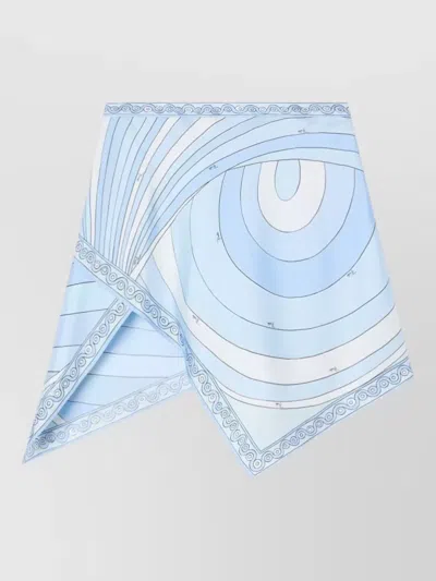 Pucci Silk Twill Asymmetric Hem Scarf Skirt In Blue