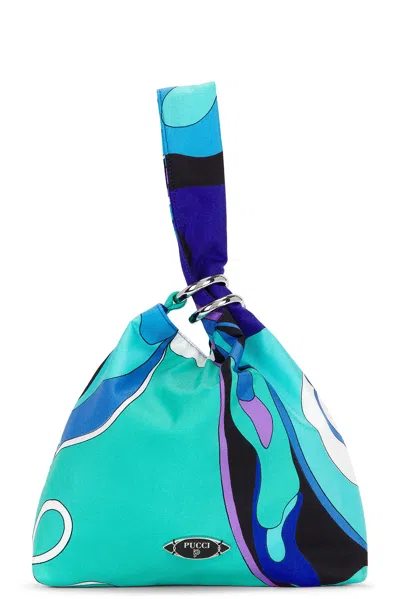Pucci Silk Twill Bag In Turquoise Blue