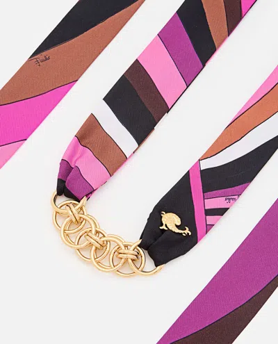 Pucci Silk Twill Bandeau Chain Bracelet In Multicolour