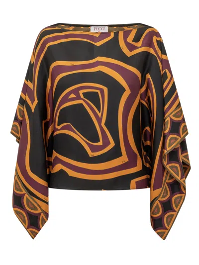 Pucci Silk Twill Blouse In Multi