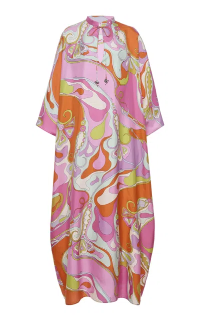Pucci Silk Twill Caftan In Animal Print