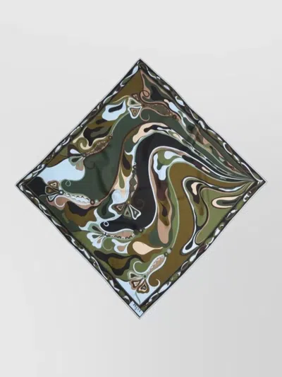 Pucci Silk Twill Foulard Camouflage Print In Metallic