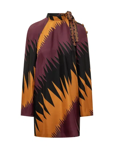 Pucci Silk Twill Gown In Bordeaux Gold