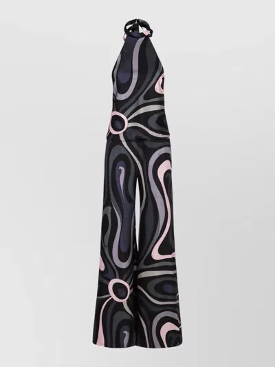 PUCCI SILK TWILL HALTER SUIT WIDE LEG