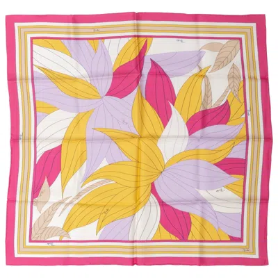 Pre-owned Pucci Silk Twill Leaves Print Pink Scarf
