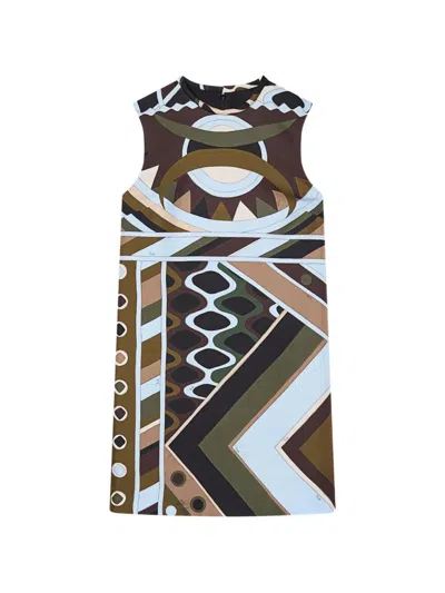 Pucci Silk Twill Midi Dress In Green