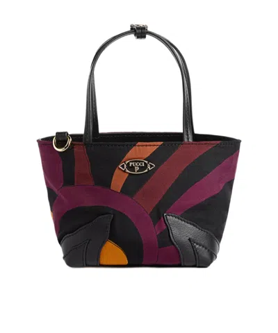 Pucci Silk Twill Palio Bag In Bordeaux And Gold