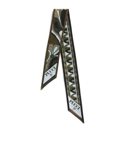 Pucci Silk Twill Printed Scarf In Green