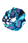 Pucci Silk Twill Scrunchie In Turquoise Blue