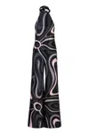 Pucci Long Halter Neck Silk Twill Dress In Black