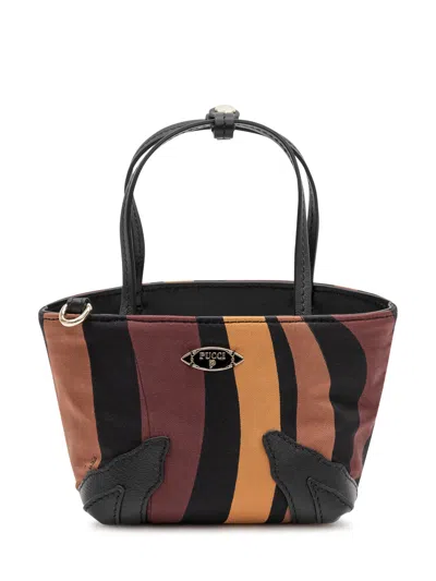 Pucci Silk Twill Tote Bag In Black