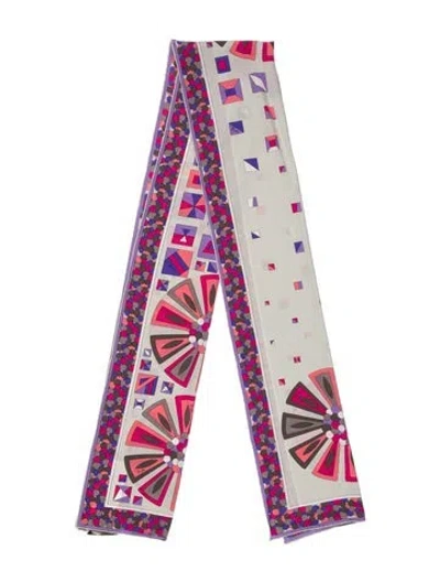 Pre-owned Pucci Silk Vintage Scarf In Gray