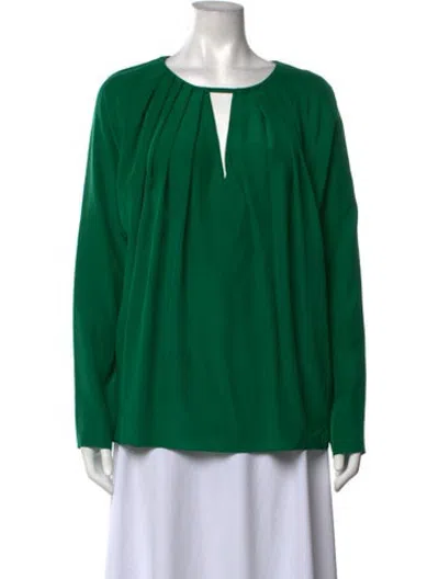 Pre-owned Pucci Silk V-neck Blouse In Green