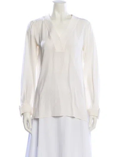Pre-owned Pucci Silk V-neck Blouse W/ Tags In Neutral