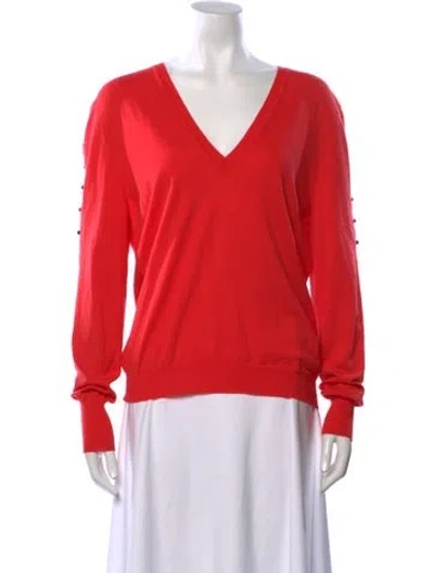 Pre-owned Pucci Silk V-neck Sweater In Orange