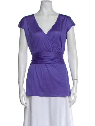 Pre-owned Pucci Silk V-neck Top In Blue