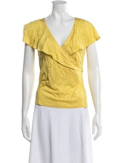 Pre-owned Pucci Silk V-neck Top In Yellow