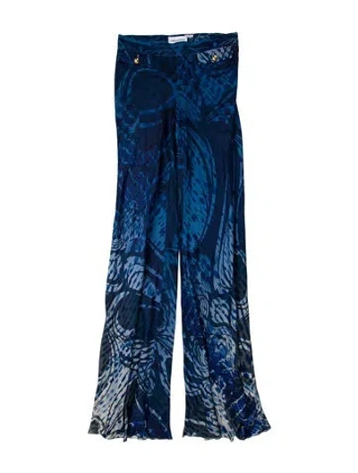 Pre-owned Pucci Silk Wide Leg Pants In Blue