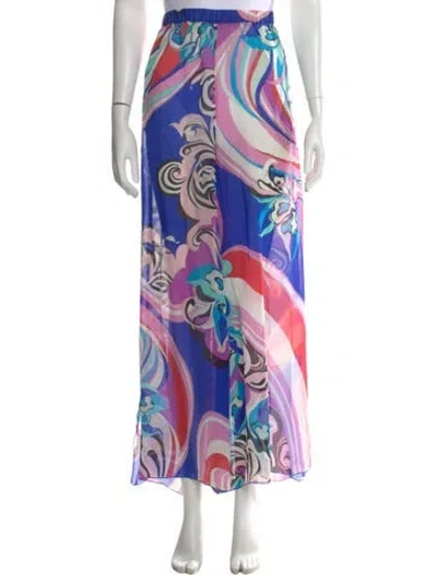 Pre-owned Pucci Silk Wide Leg Pants In Blue