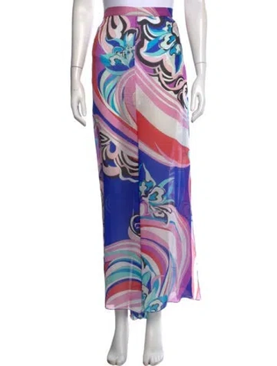 Pre-owned Pucci Silk Wide Leg Pants In Blue