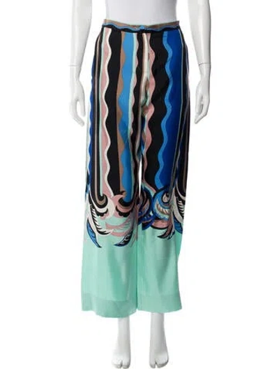 Pre-owned Pucci Silk Wide Leg Pants In Blue