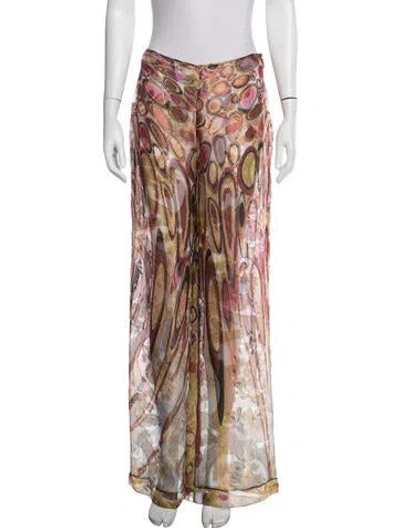 Pre-owned Pucci Silk Wide Leg Pants In Burgundy/gold/metallic