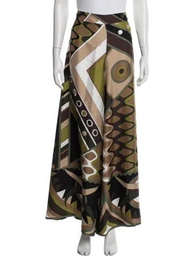 Pre-owned Pucci Silk Wide Leg Pants In Green