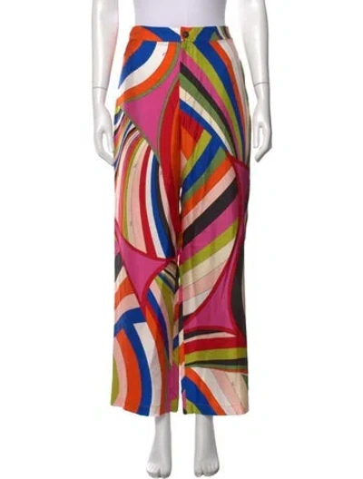 Pre-owned Pucci Silk Wide Leg Pants In Orange