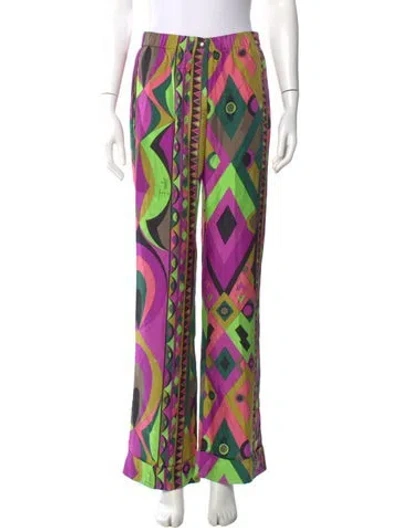 Pre-owned Pucci Silk Wide Leg Pants In Purple