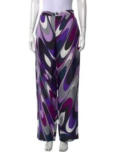 Pre-owned Pucci Silk Wide Leg Pants In Purple