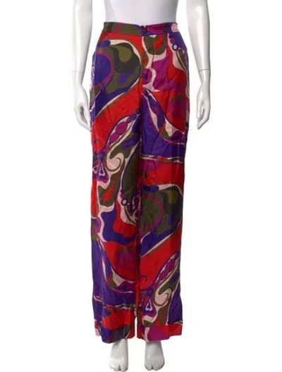 Pre-owned Pucci Silk Wide Leg Pants In Red