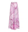 Pucci Printed Silk Twill Wide Pants In Pink
