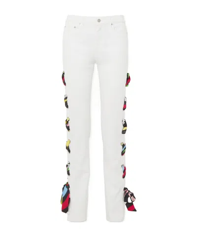 Pucci Silk-trimmed Stretch-cotton Drill Straight-leg Pants In White