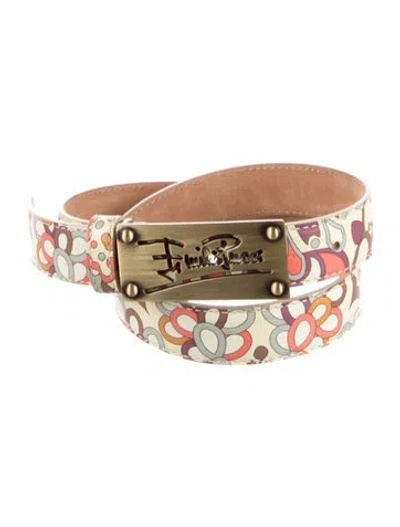 Pre-owned Pucci Skinny Leather Waist Belt In Neutrals