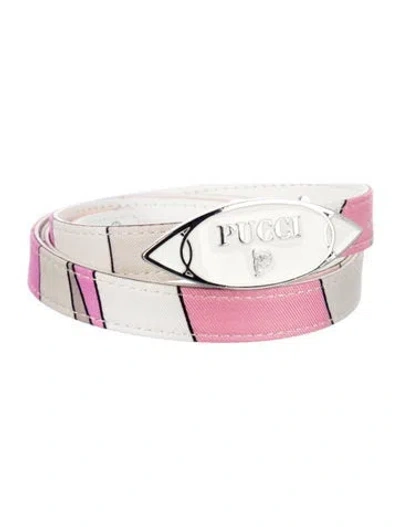 Pre-owned Pucci Skinny Leather Waist Belt W/ Tags In White
