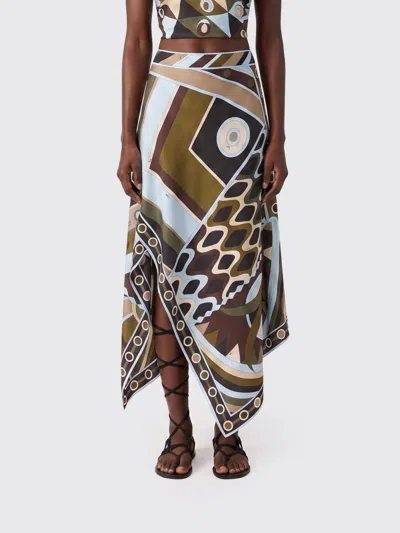 Pucci Skirt  Woman Color Green In Animal Print