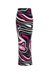 Pucci Marmo-print High-waist Skirt In Nero Fuxia