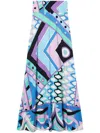 Pucci Vivara-print A-line Maxiskirt In Celeste/bianco