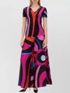 Pucci Slim Fit V-neck Marble Print T-shirt In Multi