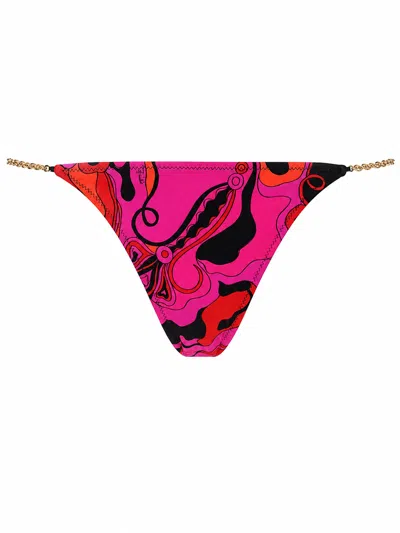 Pucci Vibrant Abstract Print Chain Bikini In Animal Print