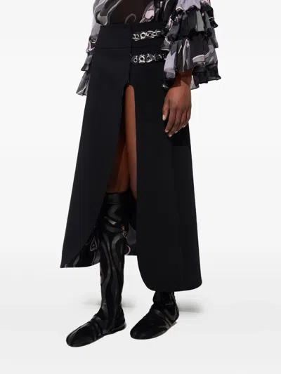 Pucci Slit Internal-print Midi Skirt In Black
