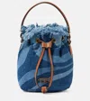 PUCCI MARMO SMALL LEATHER-TRIMMED DENIM BUCKET BAG