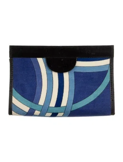 Pre-owned Pucci Small Printed Pouch In Blue