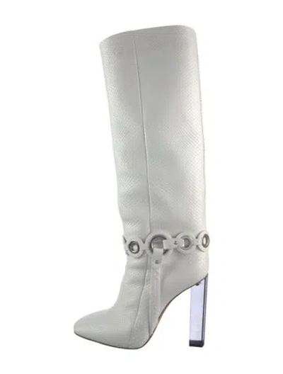 Pre-owned Pucci Snakeskin Animal Print Boots In White